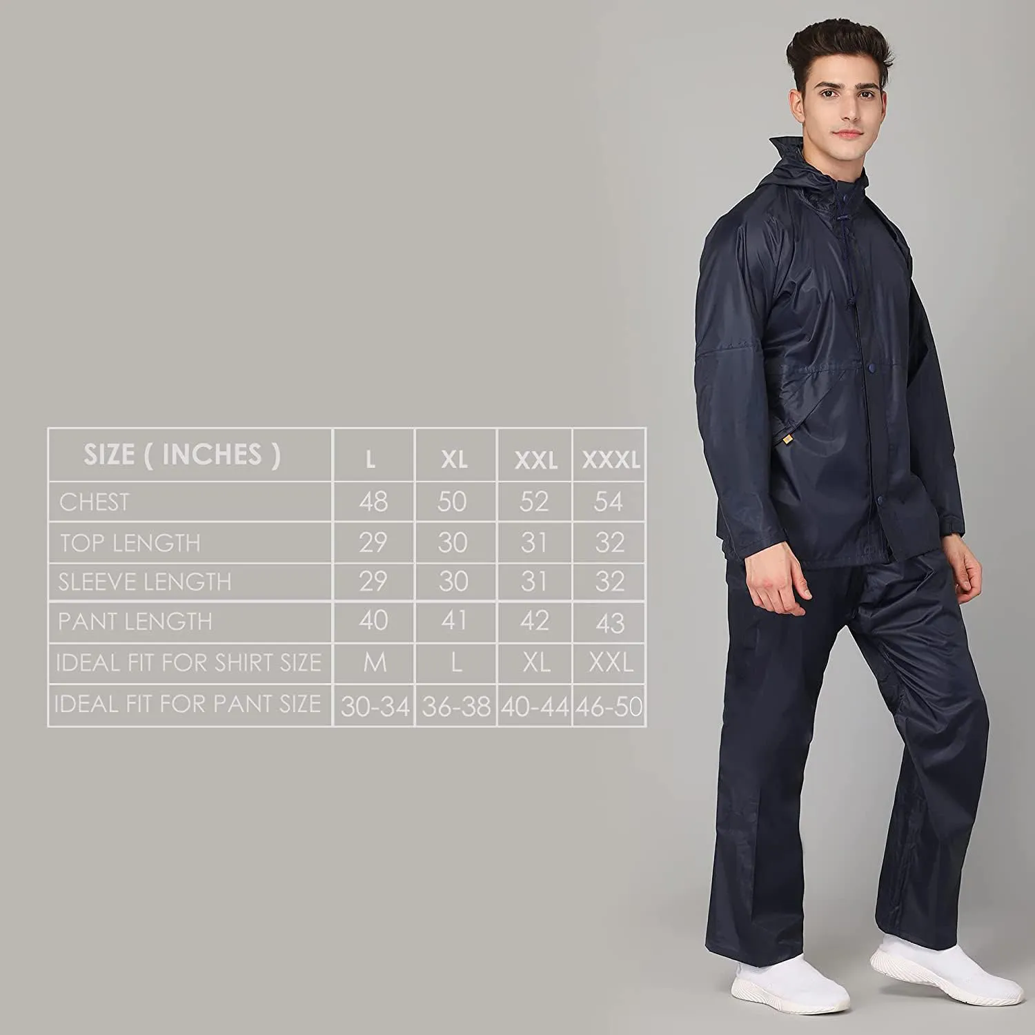 THE CLOWNFISH Rain Coat for Men Waterproof for Bike Raincoat for Men with Hood. Set of Top and Bottom. Classic Pro Series (Blue, XX-Large)