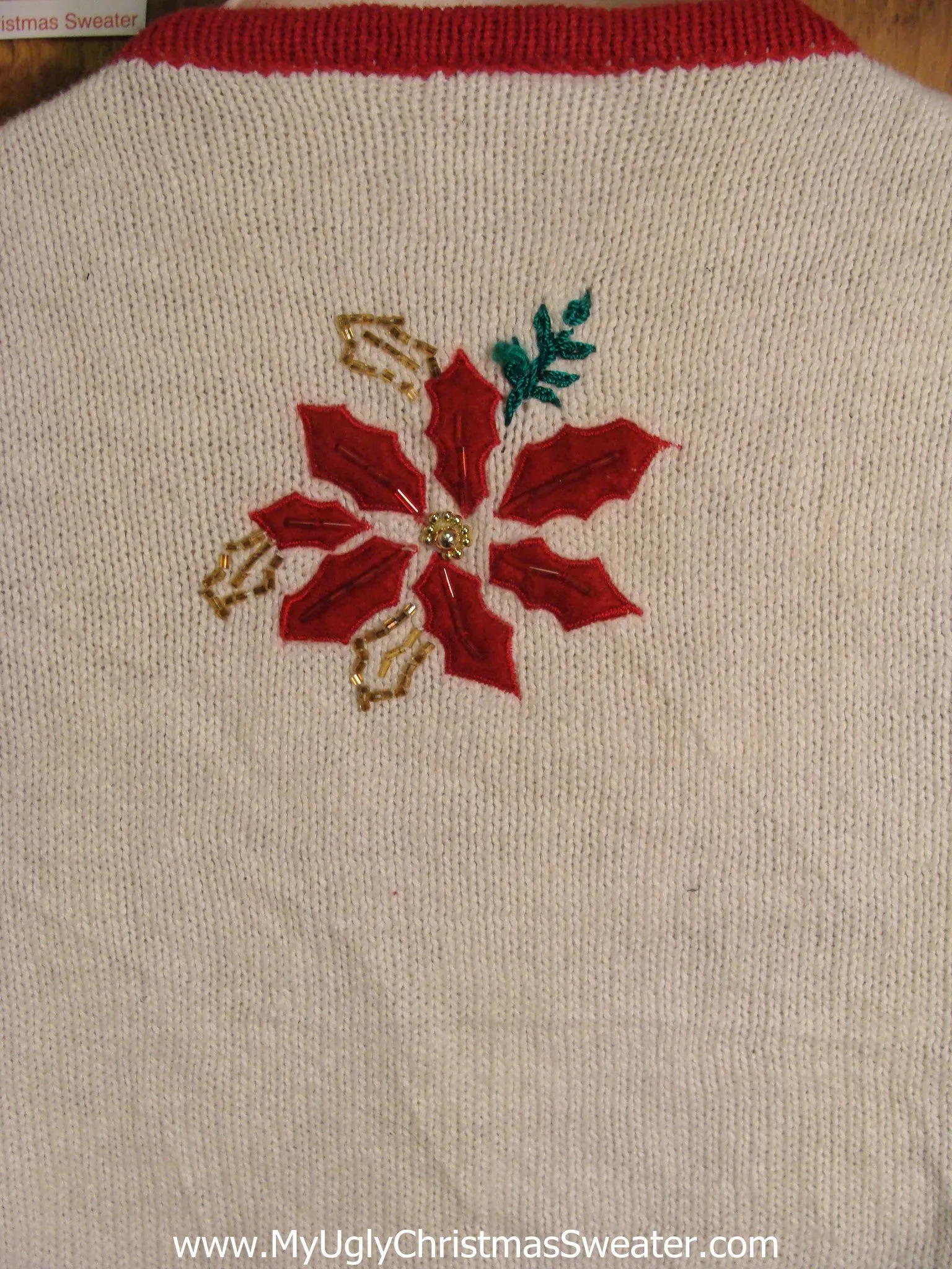 Ugly Christmas Jumper Vest with Poinsettias