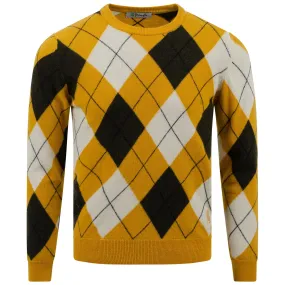Unisex All Over Iconic Argyle Knit Mustard/Ivory - SS23