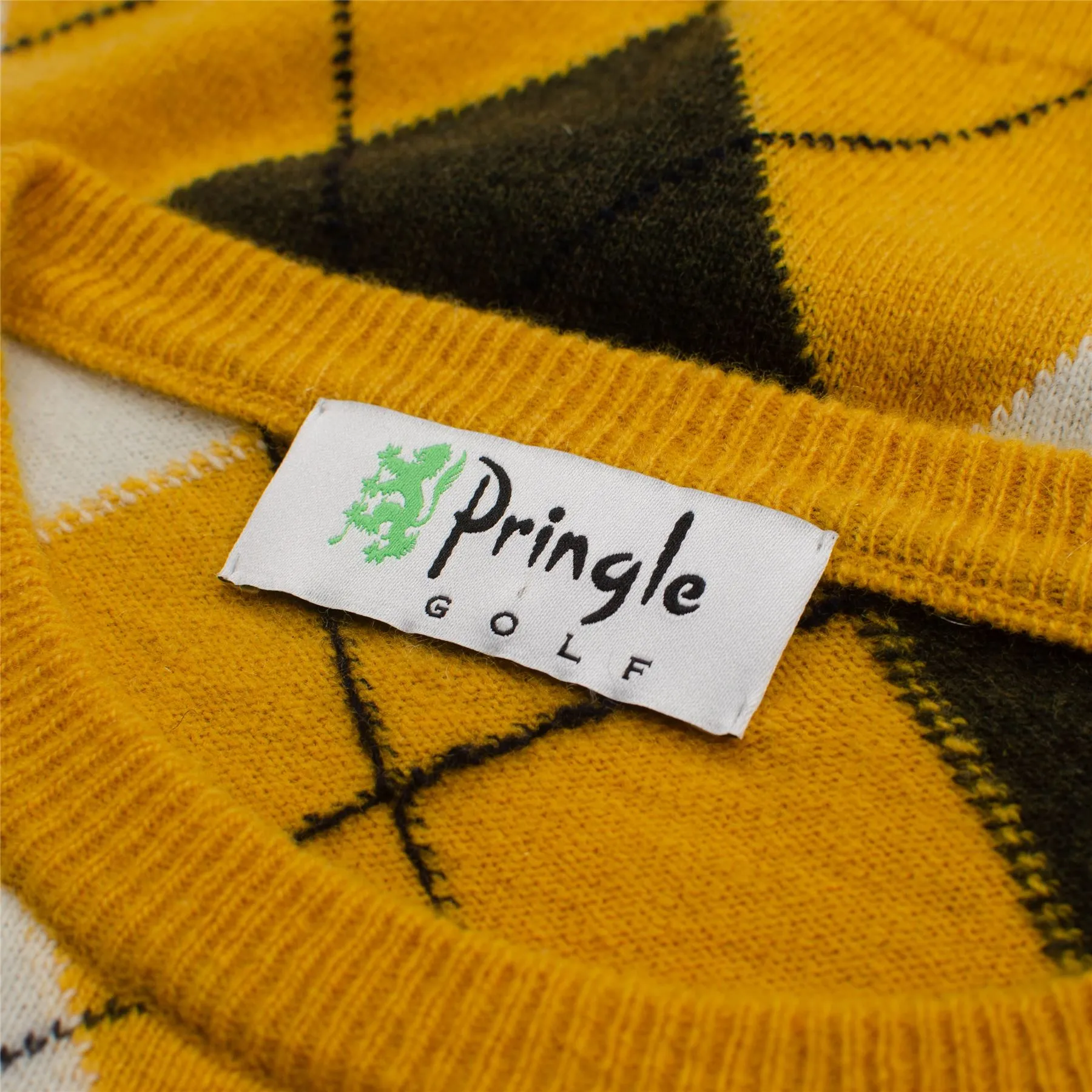 Unisex All Over Iconic Argyle Knit Mustard/Ivory - SS23