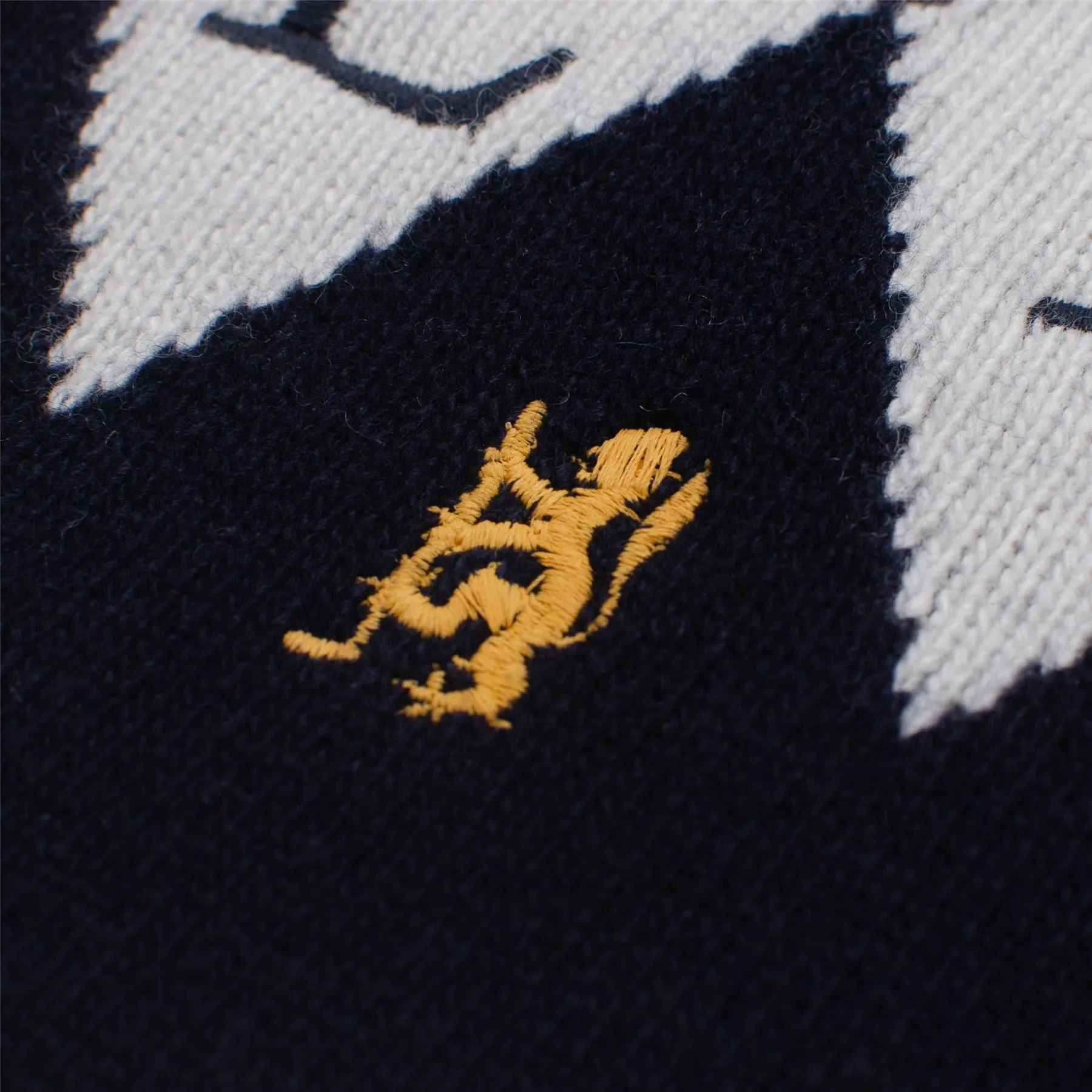 Unisex Heritage Diamond Intarsia Knit Navy/Ivory - SS23