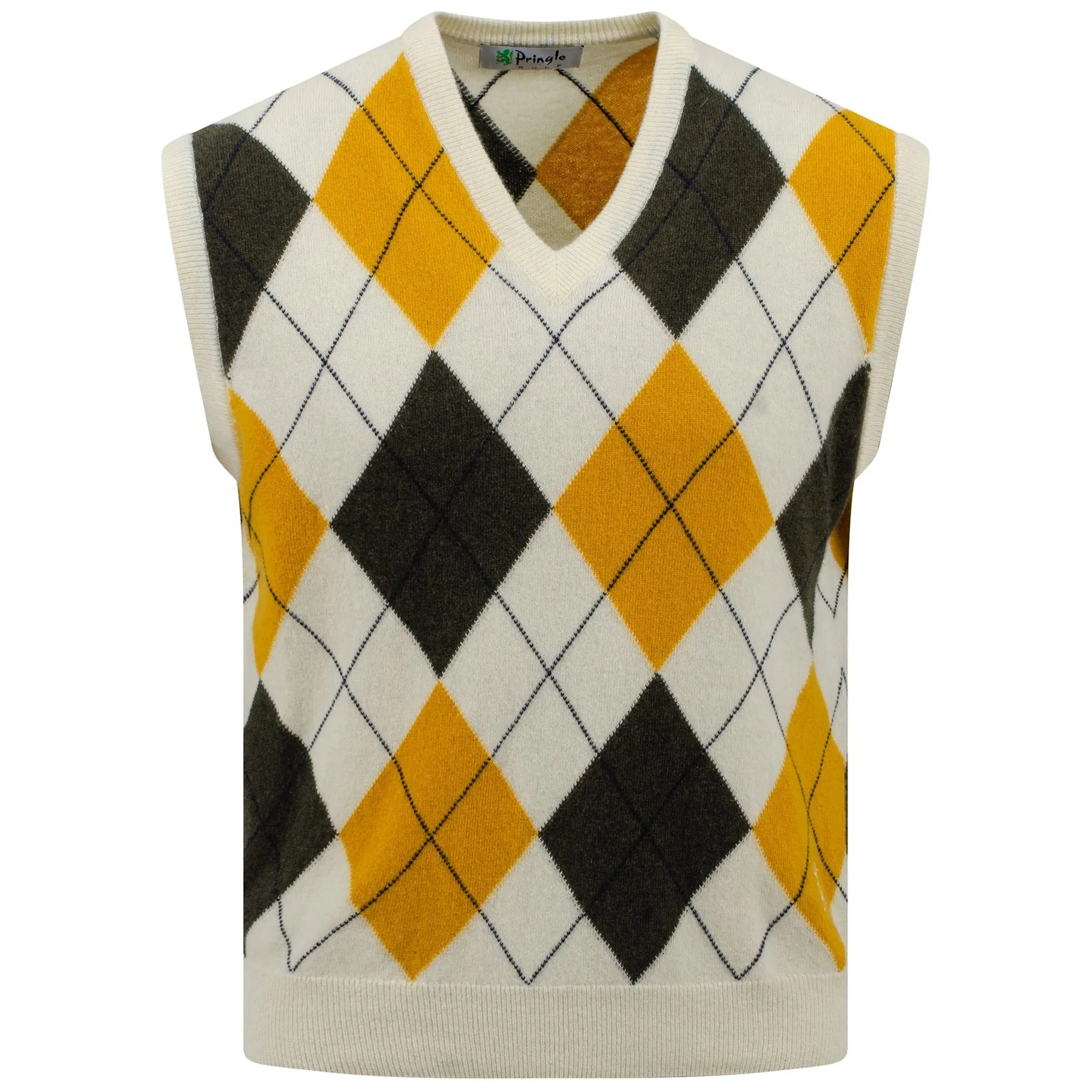 Unisex Iconic Argyle Vest Ivory/Mustard - SS23