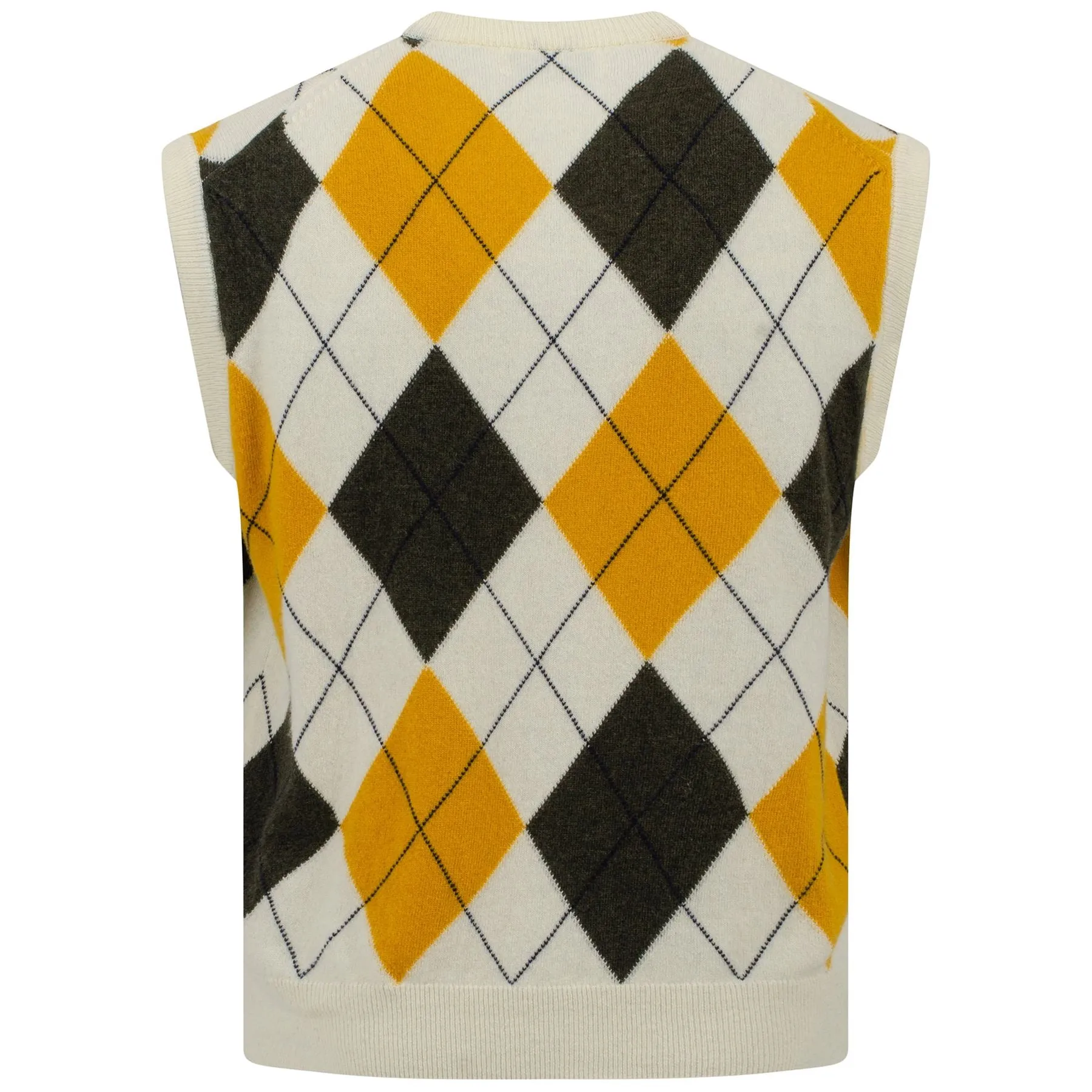 Unisex Iconic Argyle Vest Ivory/Mustard - SS23