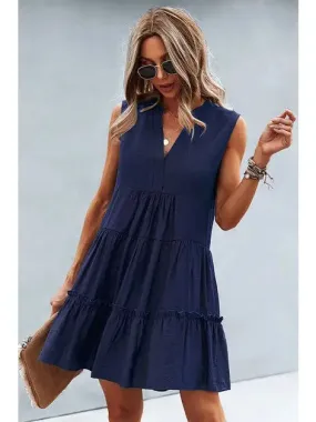 V-Neck Navy Dress