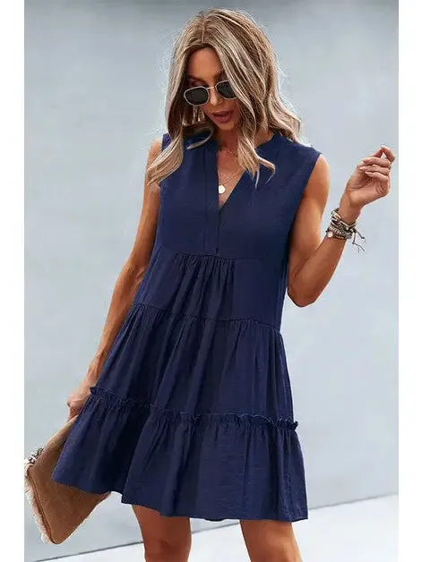 V-Neck Navy Dress