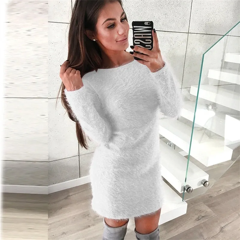 VenusFox knitted fluffy Bodycon Dress