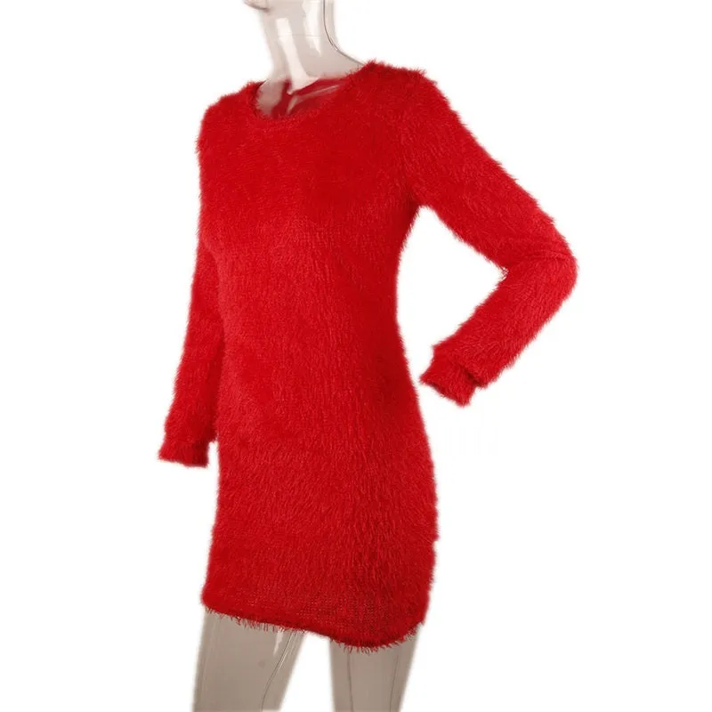 VenusFox knitted fluffy Bodycon Dress
