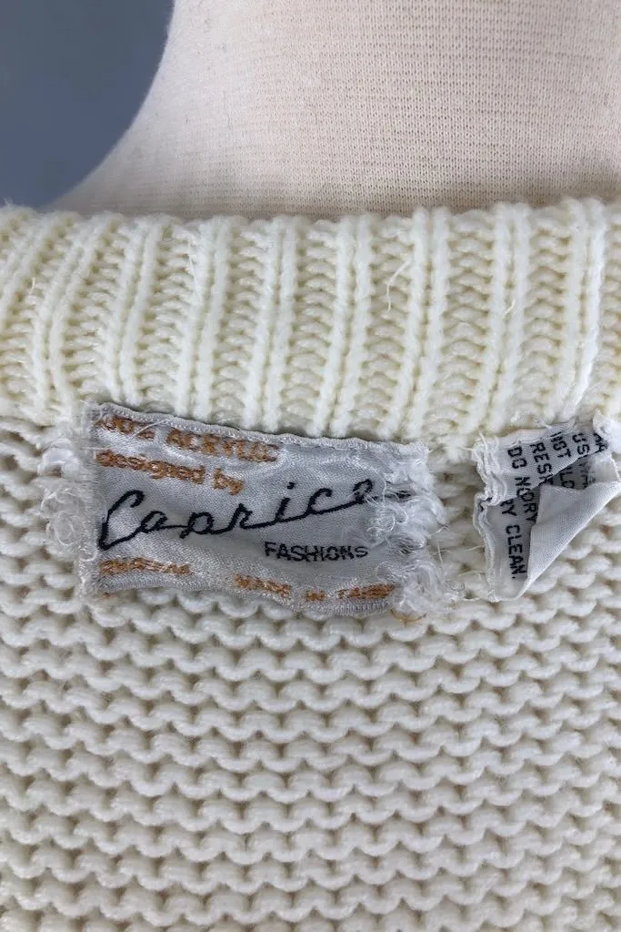 Vintage Ivory Cable Knit Cardigan Sweater
