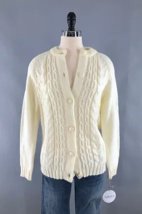 Vintage Ivory Cable Knit Cardigan Sweater