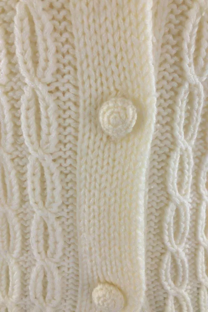 Vintage Ivory Cable Knit Cardigan Sweater