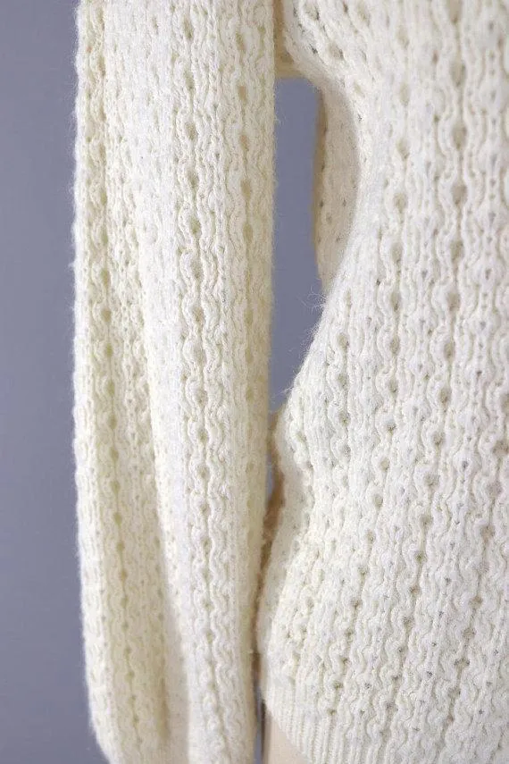 Vintage Ivory Knit Cardigan Sweater